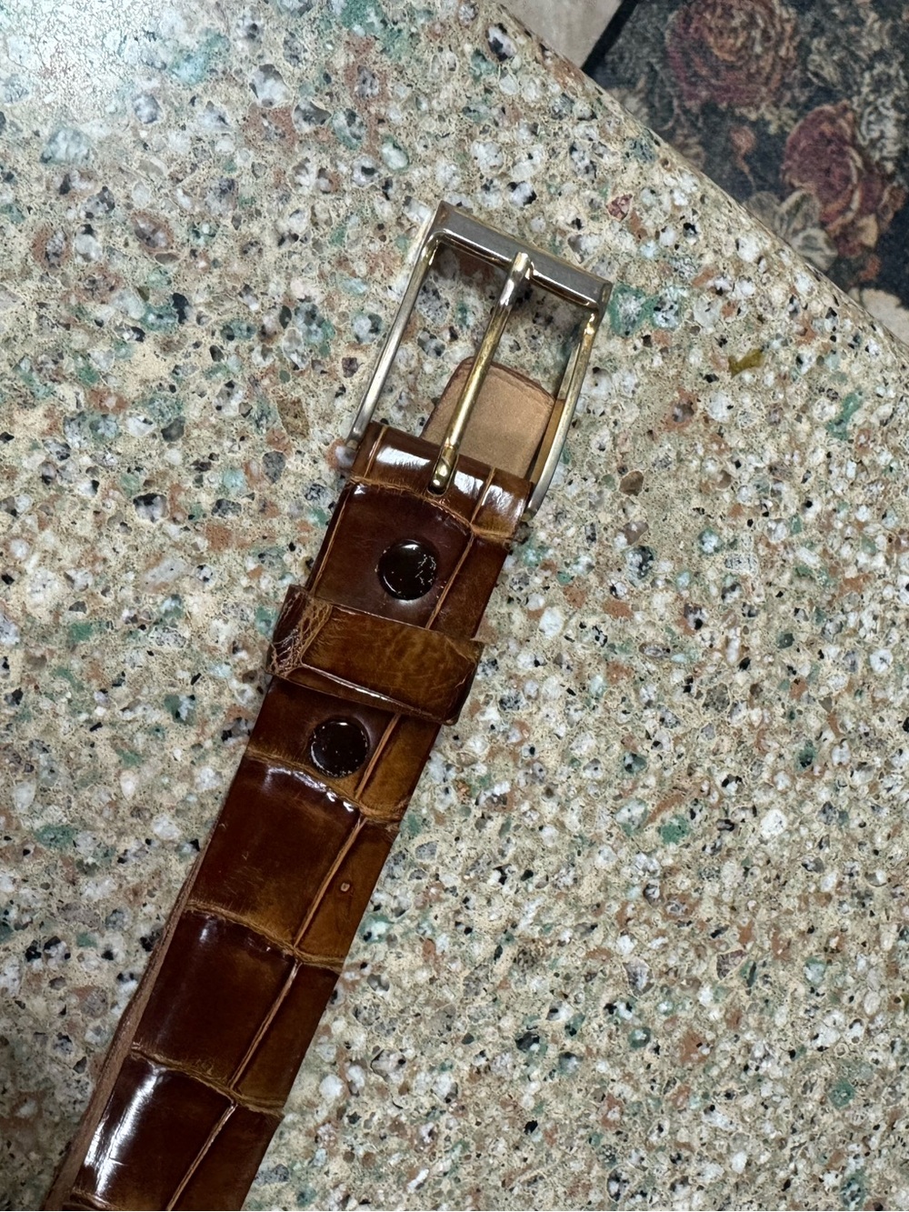 Unbranded Croc-Embossed Leather Belt in Warm Brown some wear size 40 - Picture 8 of 9